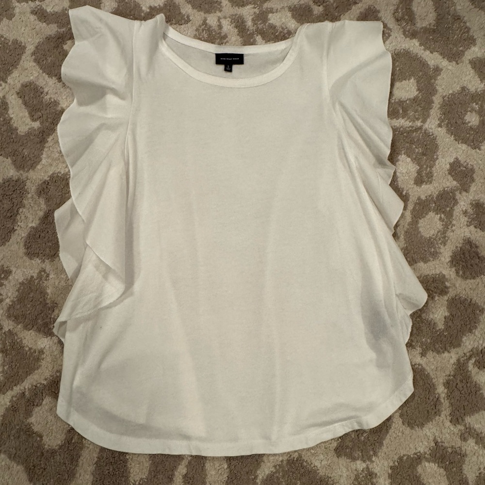 Who What Wear White Ruffle Sleeve Blouse
